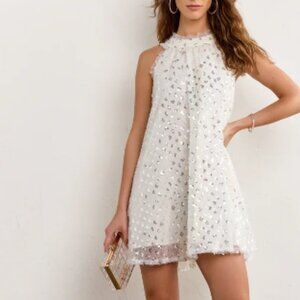 Just Me Sequin Embellished High Neck Mini Dress Size S New